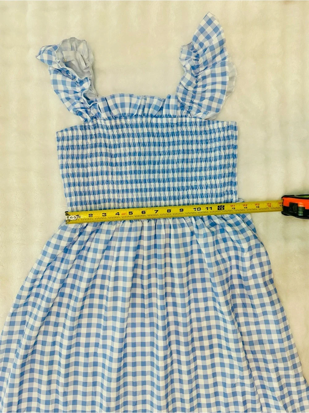 Blue Gingham Ruffle Strap Dress - Picture 5 of 6